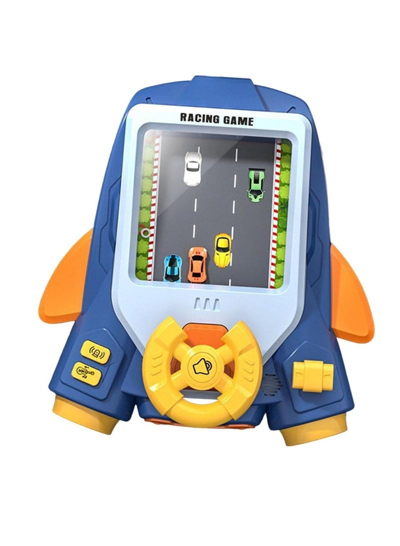 UKR Simulation Steering Wheel Racing Driving Obstacle Avoidance 11 Challege 11 Musical Song Toy Game for Kids 3+ Year Old (BLUE)