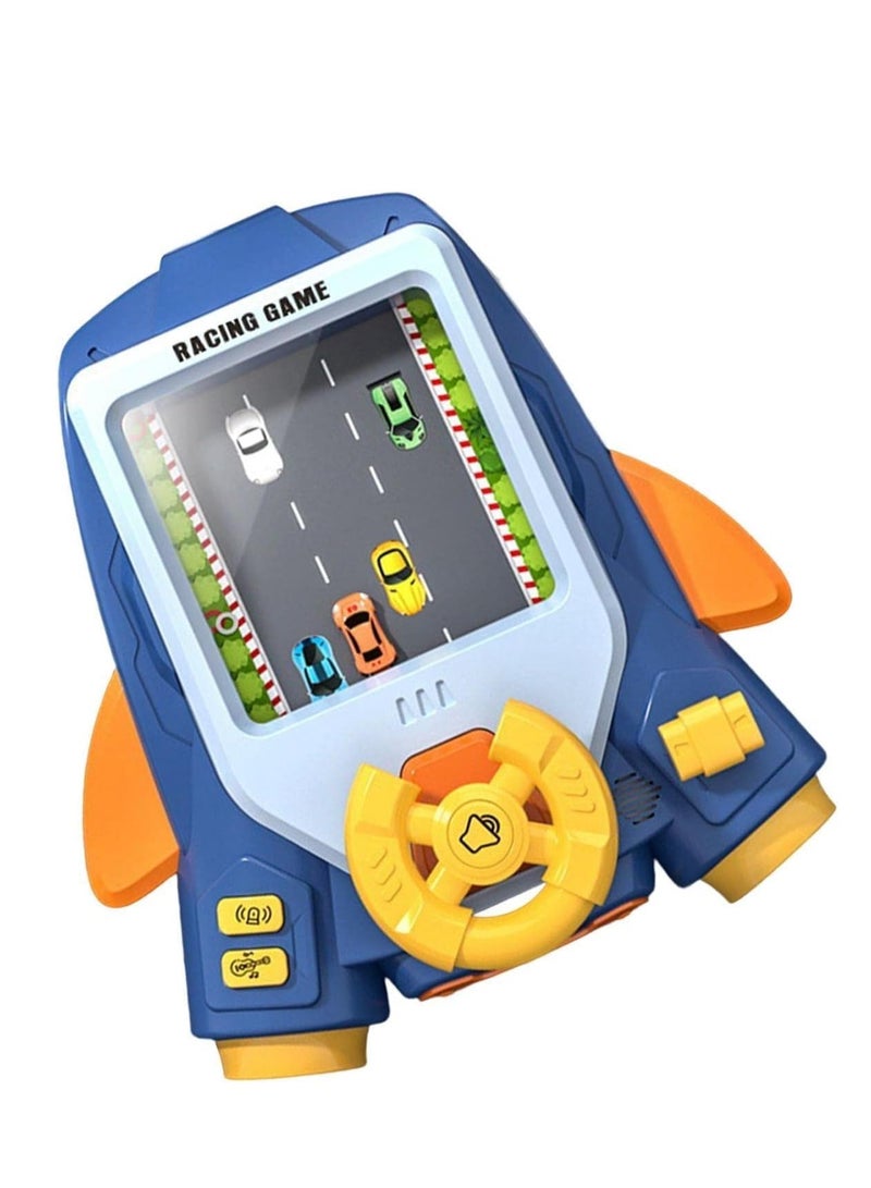 UKR Simulation Steering Wheel Racing Driving Obstacle Avoidance 11 Challege 11 Musical Song Toy Game for Kids 3+ Year Old (BLUE)