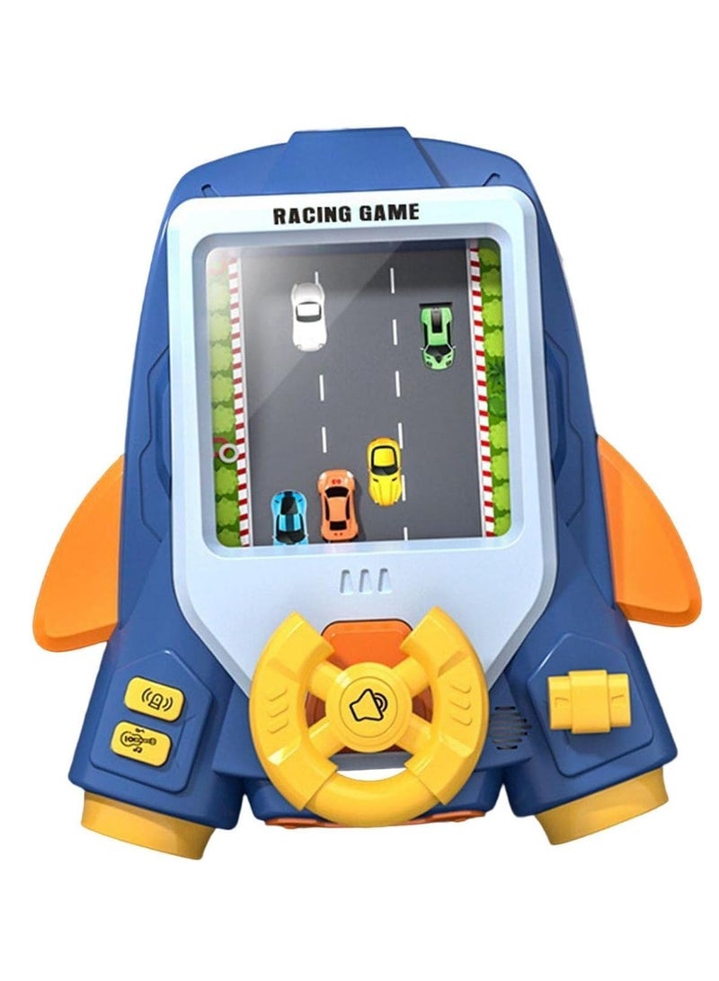 UKR Simulation Steering Wheel Racing Driving Obstacle Avoidance 11 Challege 11 Musical Song Toy Game for Kids 3+ Year Old (BLUE)