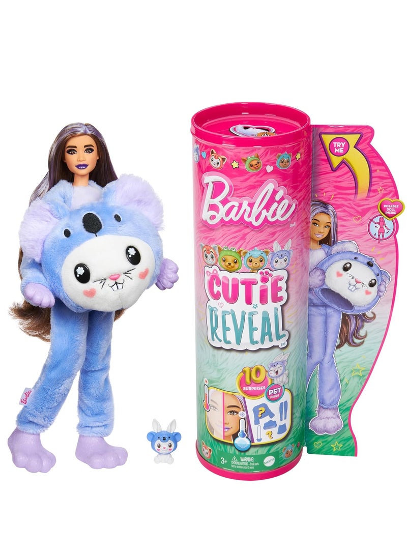 Cutie Reveal Costume-Themed Doll & Accessories with 10 Surprises, Bunny as a Koala