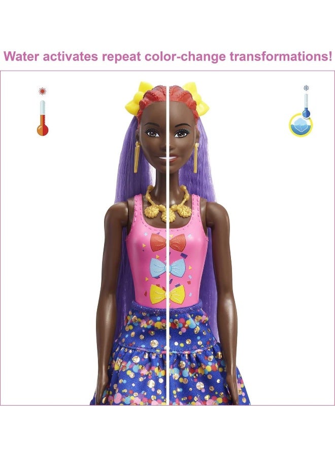 Barbie Color Reveal Glitter! Hair Swaps Doll, Glittery Blue with 25 Hairstyling & Party-Themed Surprises