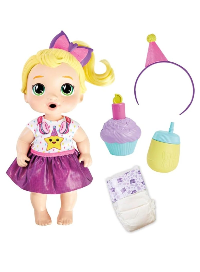 Baby Alive Birthday Bestie LaLa GooGoo Blonde Hair Baby Doll Set, Preschool Toys for Girls & Boys 3 Years & Up