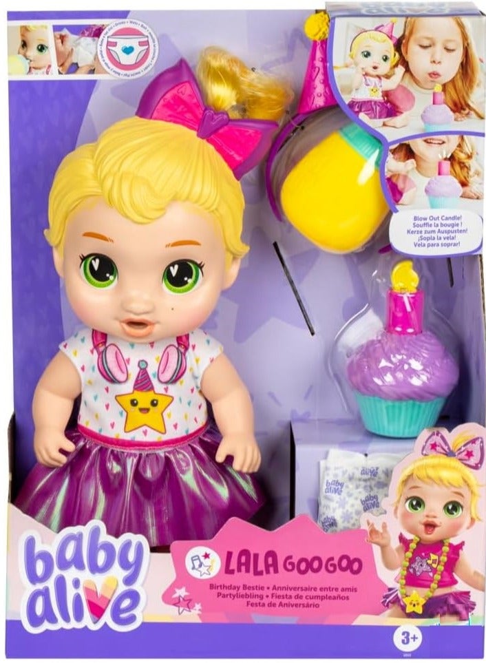 Baby Alive Birthday Bestie LaLa GooGoo Blonde Hair Baby Doll Set, Preschool Toys for Girls & Boys 3 Years & Up