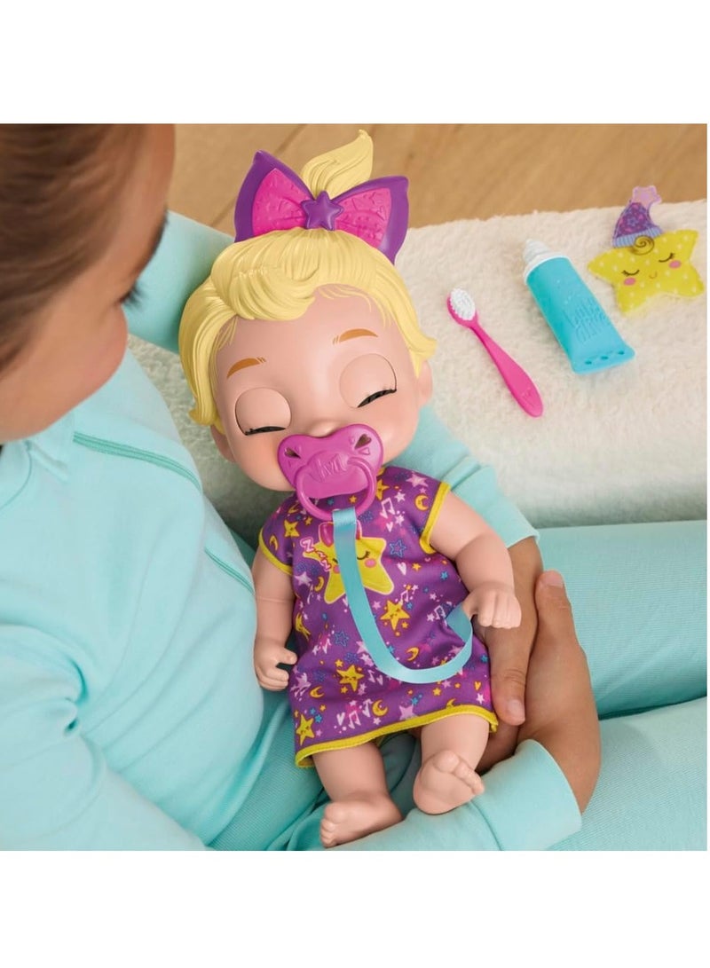 Baby Alive Lil Dreamer LaLa GooGoo Sleepy Baby Doll Set, Blonde Hair, Fun Sleepover Theme, Preschool Toys for Girls & Boys 3 Years & Up