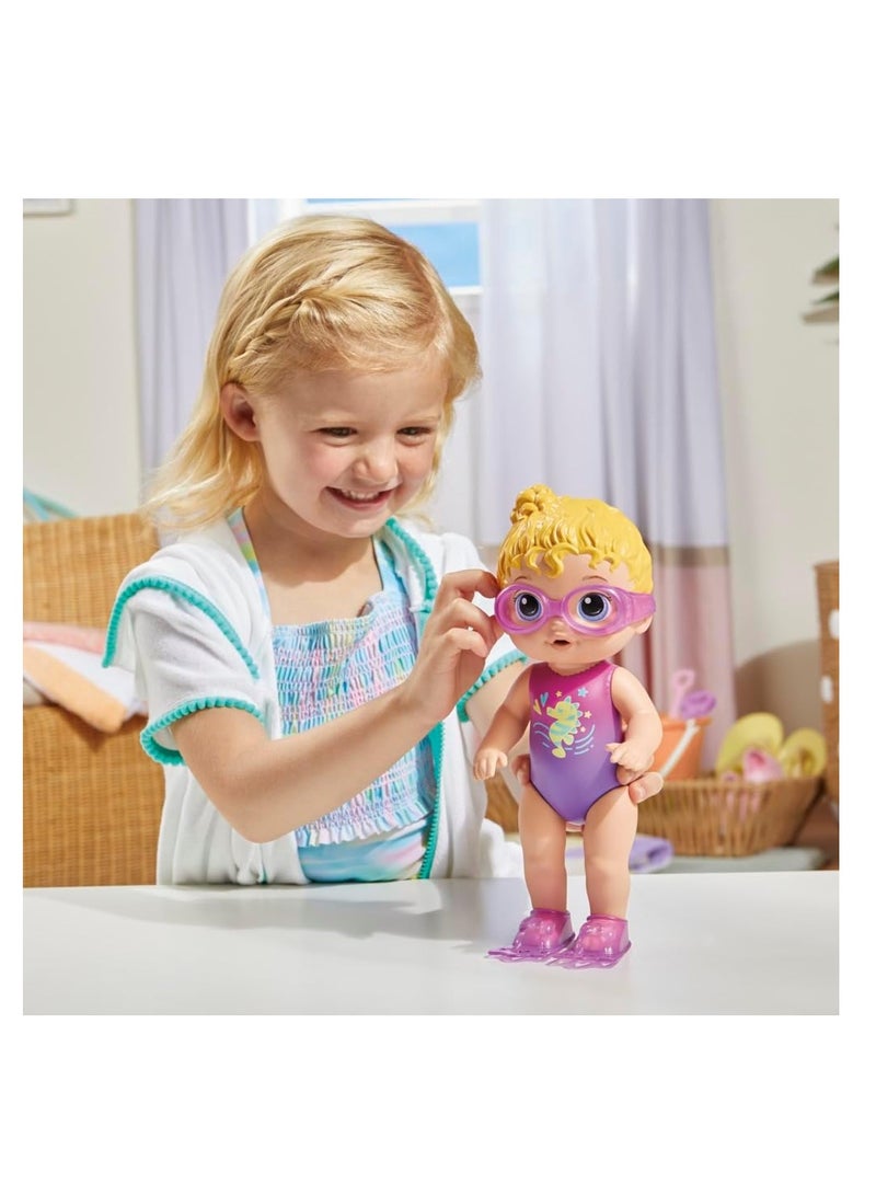 Baby Alive Sunny Swimmer Doll, 10-Inch Water Baby Dolls for 3 Year Old Girls and Boys and Up, Baby Alive Doll, Blonde Hair