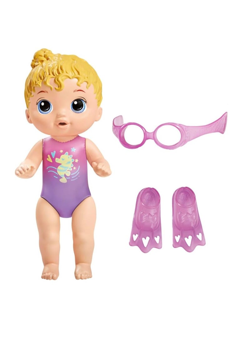 Baby Alive Sunny Swimmer Doll, 10-Inch Water Baby Dolls for 3 Year Old Girls and Boys and Up, Baby Alive Doll, Blonde Hair