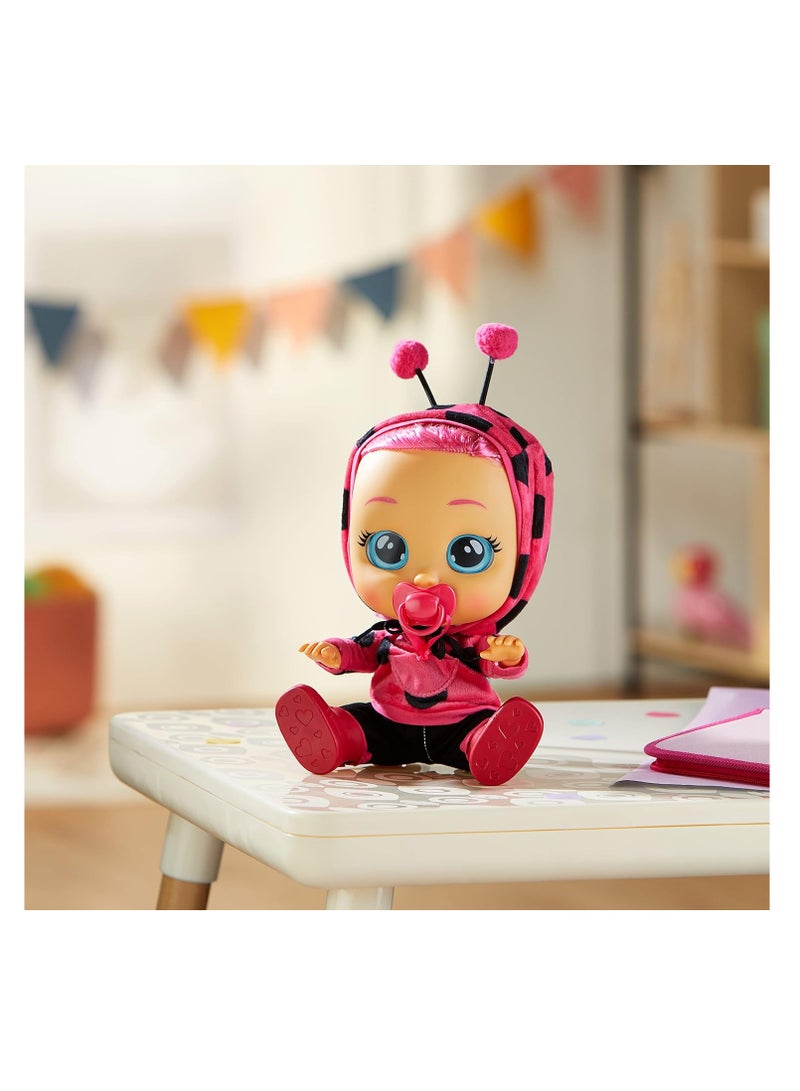 Dressy Lady Ladybug | Interactive baby doll that cries Real tears, with coloured hair and changeable Outfits to Dress up - Toy & function doll for kids + 18 months