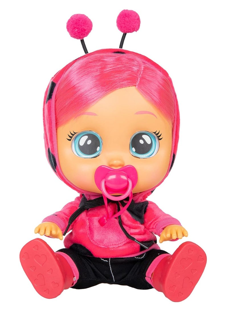 Dressy Lady Ladybug | Interactive baby doll that cries Real tears, with coloured hair and changeable Outfits to Dress up - Toy & function doll for kids + 18 months