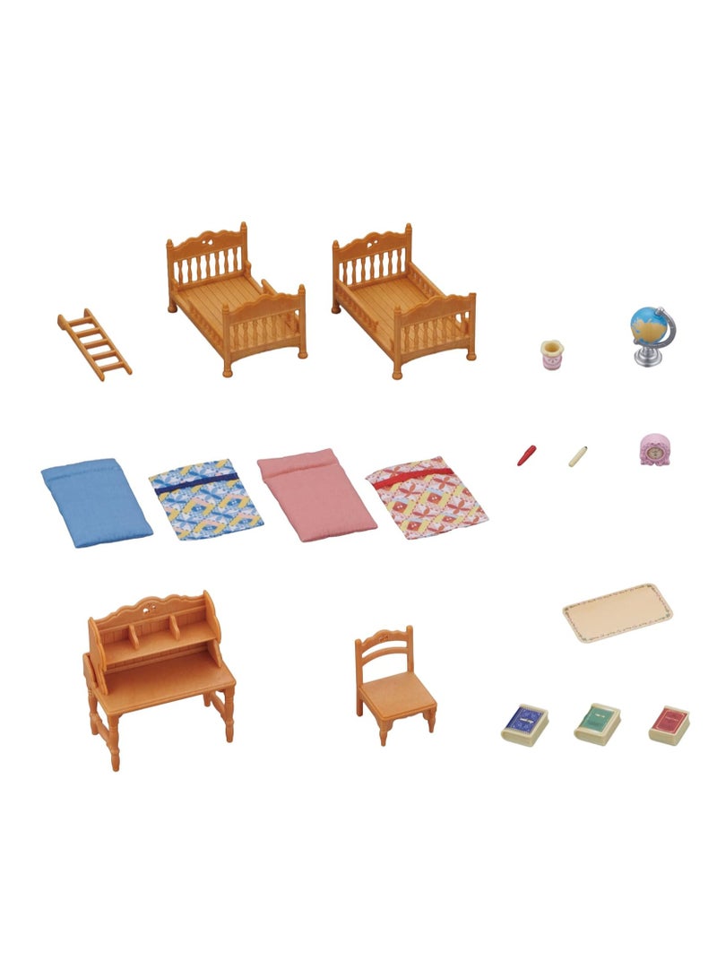 Children's Room Set |includes Bunk Beds, Desk, Chair, Globe, Books, and 15+ Accessories | Compatible with MiniUniverse Figures | Ages 3 & Up