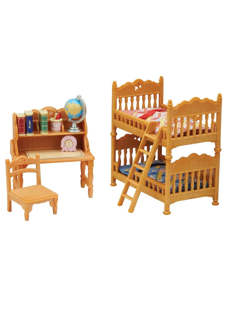 Children's Room Set |includes Bunk Beds, Desk, Chair, Globe, Books, and 15+ Accessories | Compatible with MiniUniverse Figures | Ages 3 & Up