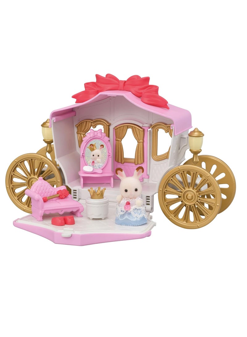 Royal Carriage Playset | Multi-Color | Includes Carriage, Furniture, Accessories, and Chocolate Rabbit Baby Figure | Transforms into a Room | Imaginative Play | Ages 3 & Up