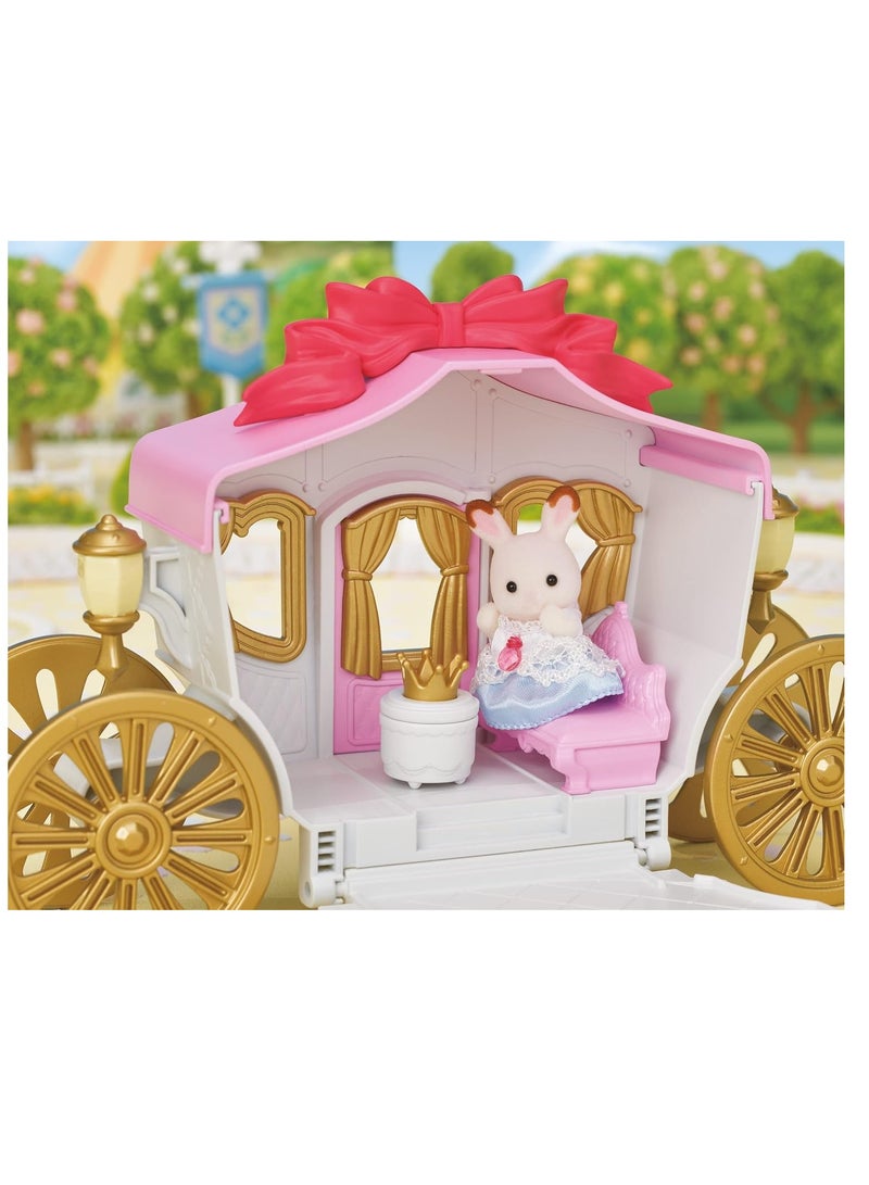 Royal Carriage Playset | Multi-Color | Includes Carriage, Furniture, Accessories, and Chocolate Rabbit Baby Figure | Transforms into a Room | Imaginative Play | Ages 3 & Up