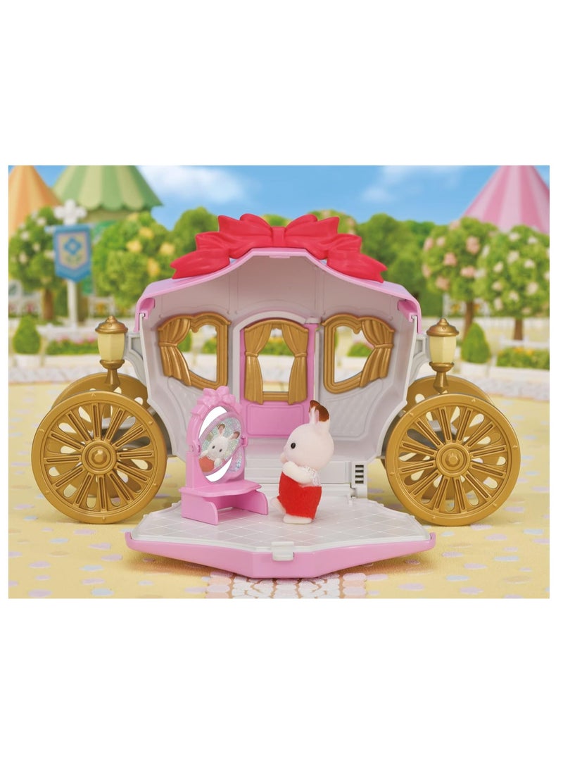 Royal Carriage Playset | Multi-Color | Includes Carriage, Furniture, Accessories, and Chocolate Rabbit Baby Figure | Transforms into a Room | Imaginative Play | Ages 3 & Up