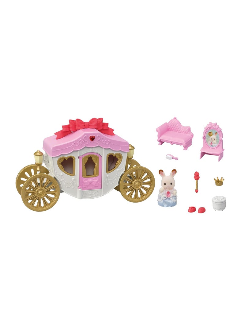 Royal Carriage Playset | Multi-Color | Includes Carriage, Furniture, Accessories, and Chocolate Rabbit Baby Figure | Transforms into a Room | Imaginative Play | Ages 3 & Up