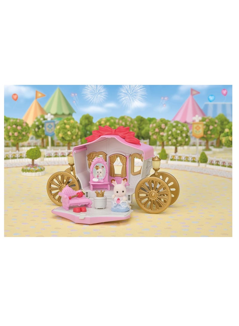 Royal Carriage Playset | Multi-Color | Includes Carriage, Furniture, Accessories, and Chocolate Rabbit Baby Figure | Transforms into a Room | Imaginative Play | Ages 3 & Up