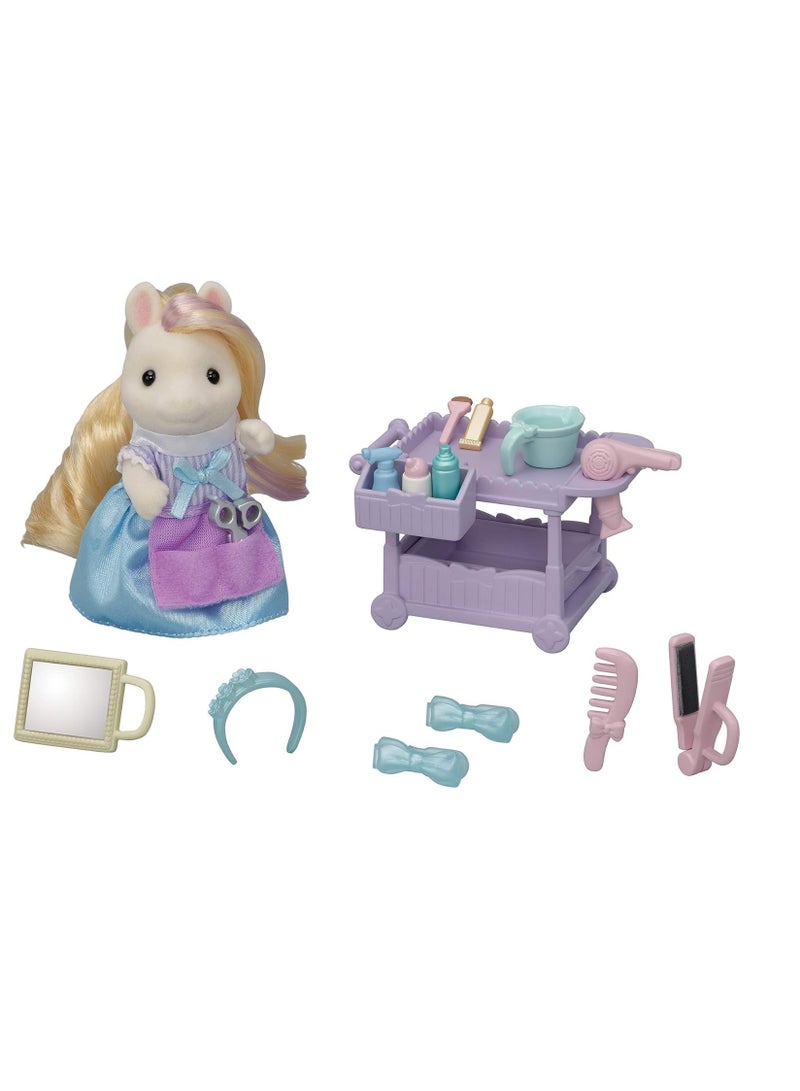 Pony's Hair Stylist Set | Multi-Color | Includes Hair Cart, Accessories, and Manely Pony Mother Serafina | Features Comb, Hair Tools, and Storage | Ages 3 & Up