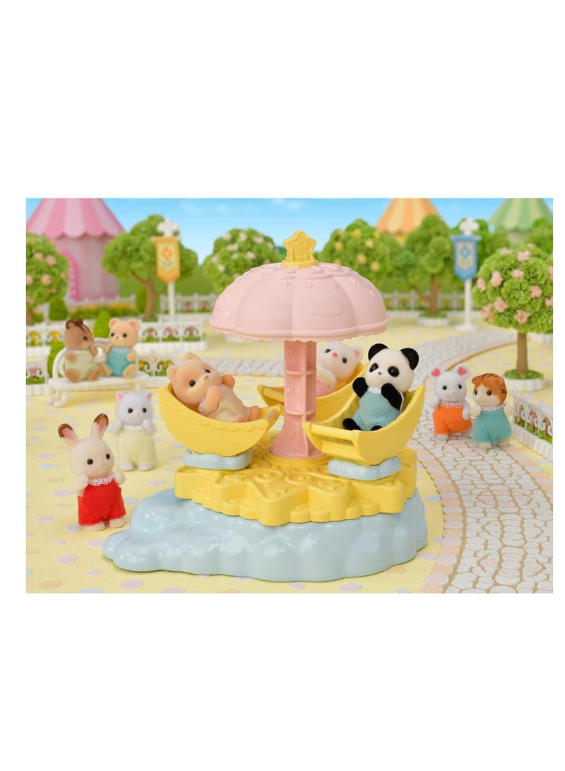 Baby Star Carousel |Includes Spinning Moon-Shaped Seats and Pookie Panda Baby Figure | Features Star Parasol for Carousel Motion | Ideal for Amusement Park Play | Ages 3 & Up