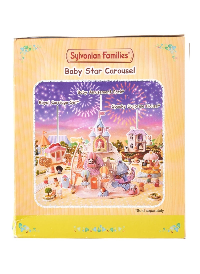 Baby Star Carousel |Includes Spinning Moon-Shaped Seats and Pookie Panda Baby Figure | Features Star Parasol for Carousel Motion | Ideal for Amusement Park Play | Ages 3 & Up