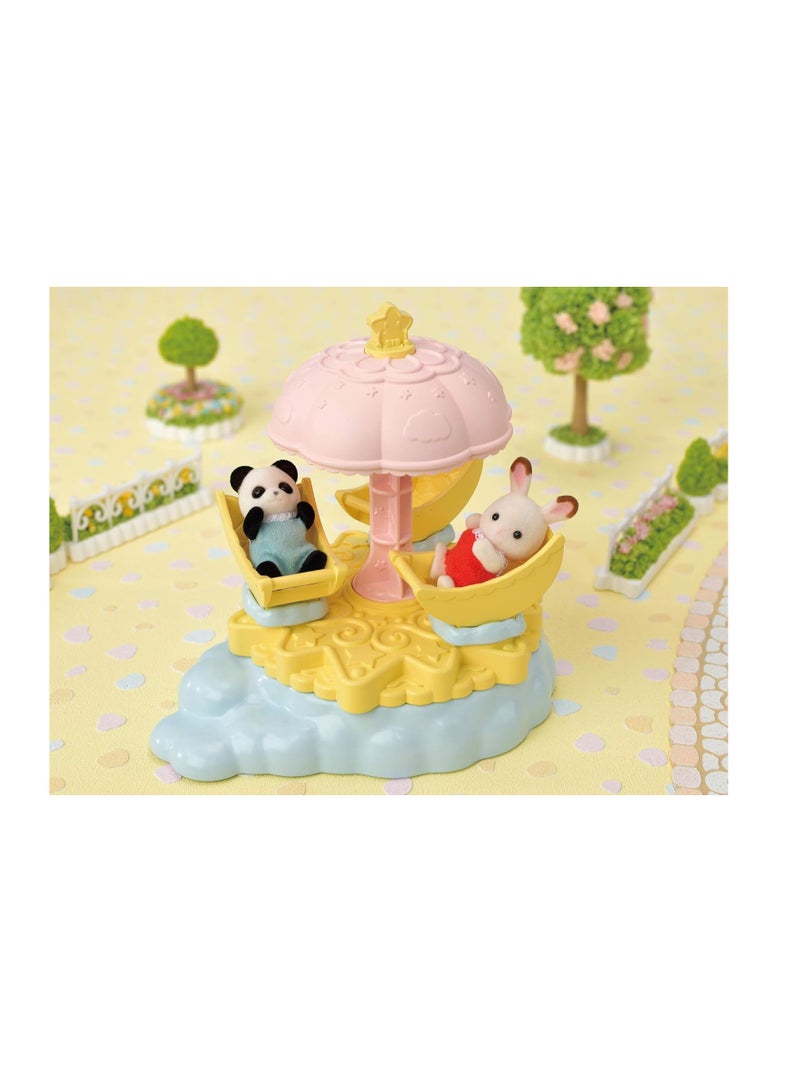 Baby Star Carousel |Includes Spinning Moon-Shaped Seats and Pookie Panda Baby Figure | Features Star Parasol for Carousel Motion | Ideal for Amusement Park Play | Ages 3 & Up