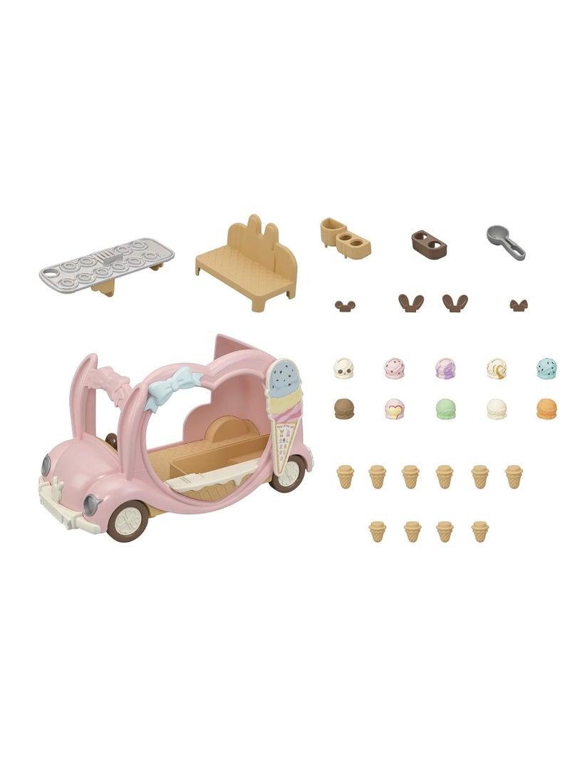 Ice Cream Van Playset | Includes Over 30 Ice Creams and Accessories | Rabbit Design | Removable Driver's Seat, Flip-Top Display Case & Themed Toppings | Ages 3 & Up