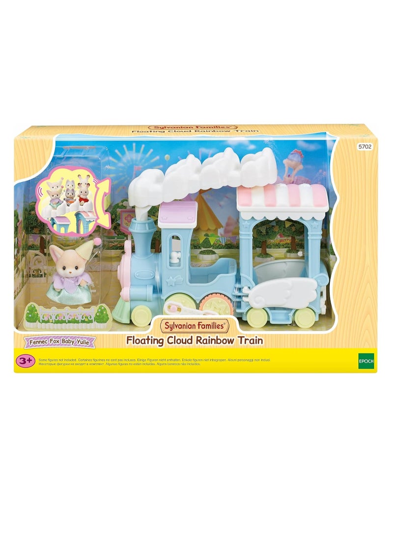 Floating Cloud Rainbow Train | Unisex | Plastic | Parade Train with Movable Parts, Includes Fennec Fox Baby & Cloud Chimney | Baby Amusement Park & Other Sets | Ages 3 & Up