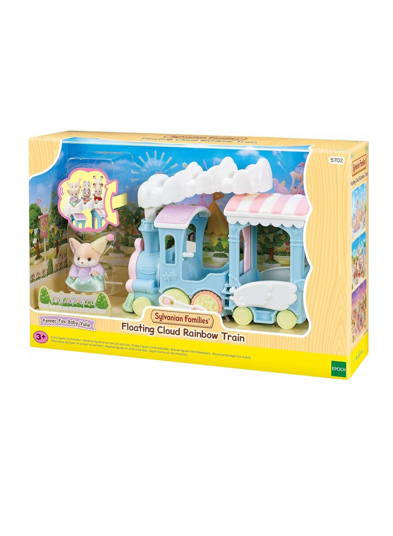 Floating Cloud Rainbow Train | Unisex | Plastic | Parade Train with Movable Parts, Includes Fennec Fox Baby & Cloud Chimney | Baby Amusement Park & Other Sets | Ages 3 & Up