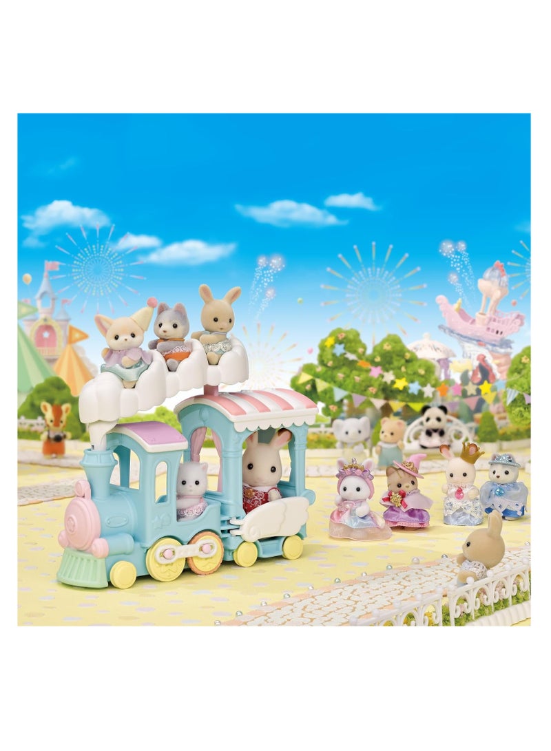 Floating Cloud Rainbow Train | Unisex | Plastic | Parade Train with Movable Parts, Includes Fennec Fox Baby & Cloud Chimney | Baby Amusement Park & Other Sets | Ages 3 & Up