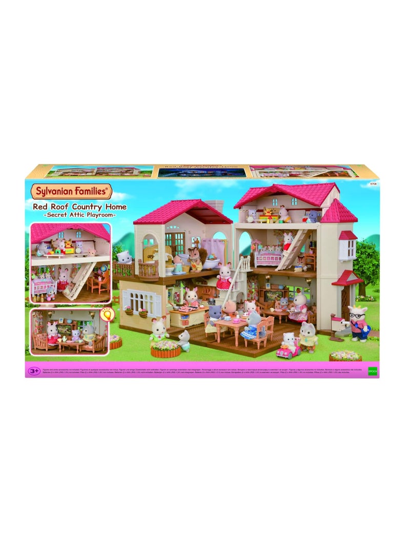 House with Secret Attic Playset | Multi-Color | 3-Story House with Removable Roof and Attic, Includes Lighting & Mailbox | Ages 3 & Up