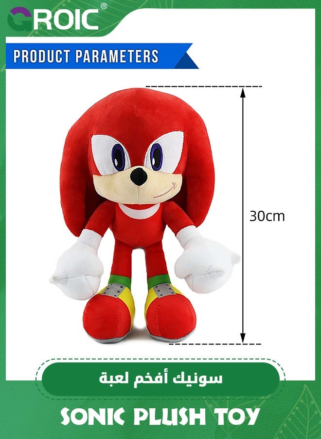 Red Sonic Knuckles Plush Toy - 12'' Super Soft Doll Animal Stuffed, Animal Soft Stuffed Sonic Stuffed, Perfect for Sonic Fans, Soft Hugging Gifts for Kids