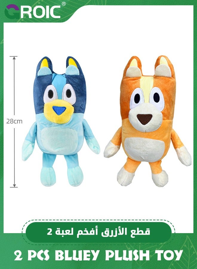 2 Pcs Plush Set - Bluey & Bingo Plush Toys, Bluey Plush Bundle Pillow Buddy, 28 cm Soft Toys Animal Soft Stuffed Bluey Doll, Soft Hugging Gifts for Kids