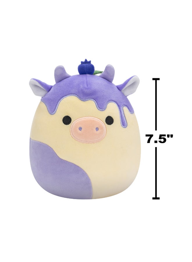 7.5 inch Little Plush Cyrus Blueberry Cheesecake Cow Officially Licensed Kellytoy Plush Toy Colorful Soft Gift for Kids Girls & Boys Washable Squishy Stuff Toy Multicolor All Age