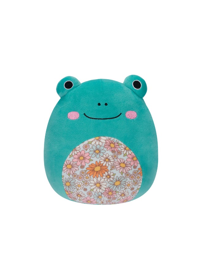 7.5 inch Little Plush Robert Aqua Frog with Floral Belly Officially Licensed Kellytoy Plush Toy Colorful Soft Gift for Kids Girls & Boys Washable Squishy Stuff Toy Multicolor All Age