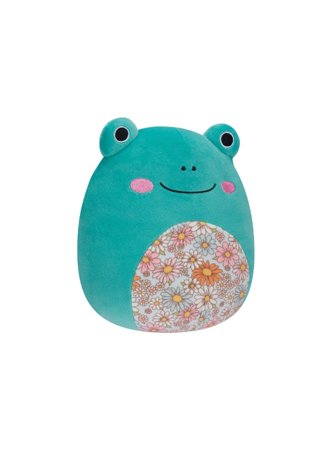 7.5 inch Little Plush Robert Aqua Frog with Floral Belly Officially Licensed Kellytoy Plush Toy Colorful Soft Gift for Kids Girls & Boys Washable Squishy Stuff Toy Multicolor All Age