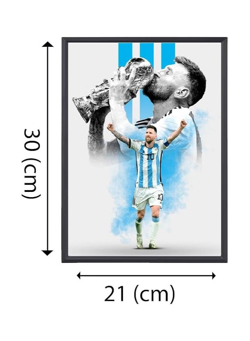 Football Superhero Messi A3 Printed Frame - Stunning Artwork for Any Fan's Collection - Perfect for Football Sports Fan - Gift for Argentina and Messi Fans