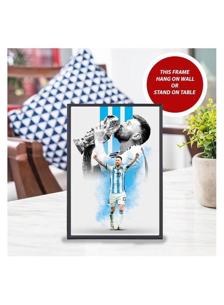 Football Superhero Messi A3 Printed Frame - Stunning Artwork for Any Fan's Collection - Perfect for Football Sports Fan - Gift for Argentina and Messi Fans