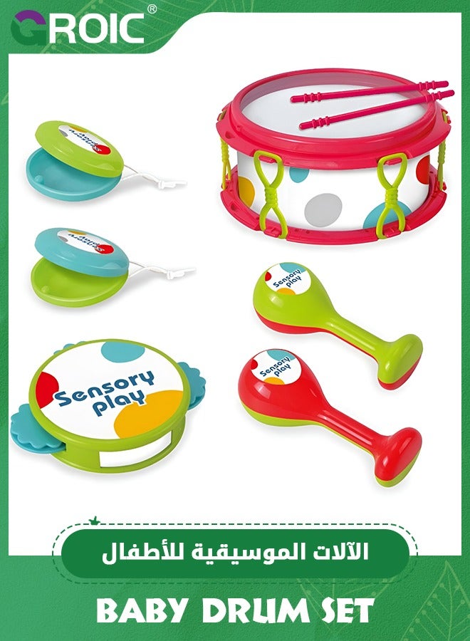 6 Pcs Baby Musical Instruments, Musical Toys for Toddlers 1-3, Baby Drum Set Kids Musical Instruments, Preschool Educational Toy Instruments Birthday Toys Gifts for Boys Girls