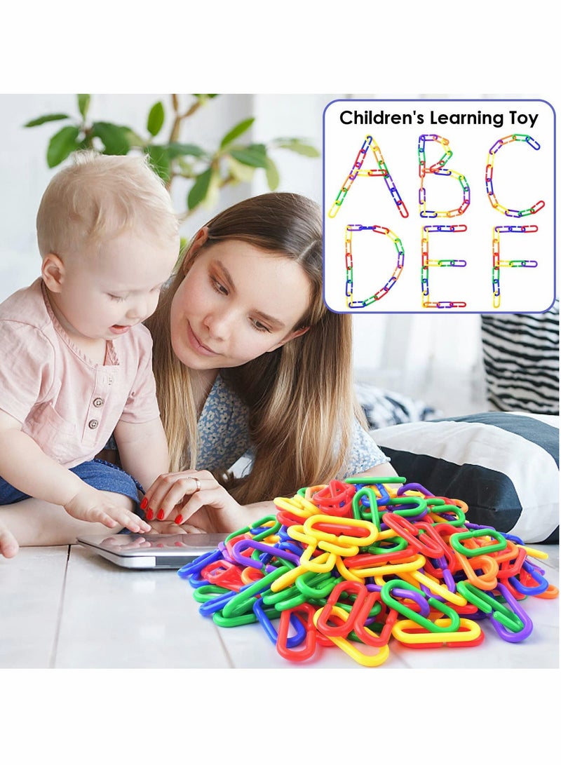 Colorful Plastic Chain Links for Birds, 200PCS Rainbow DIY Clips for Swing Climbing and Cage Toys