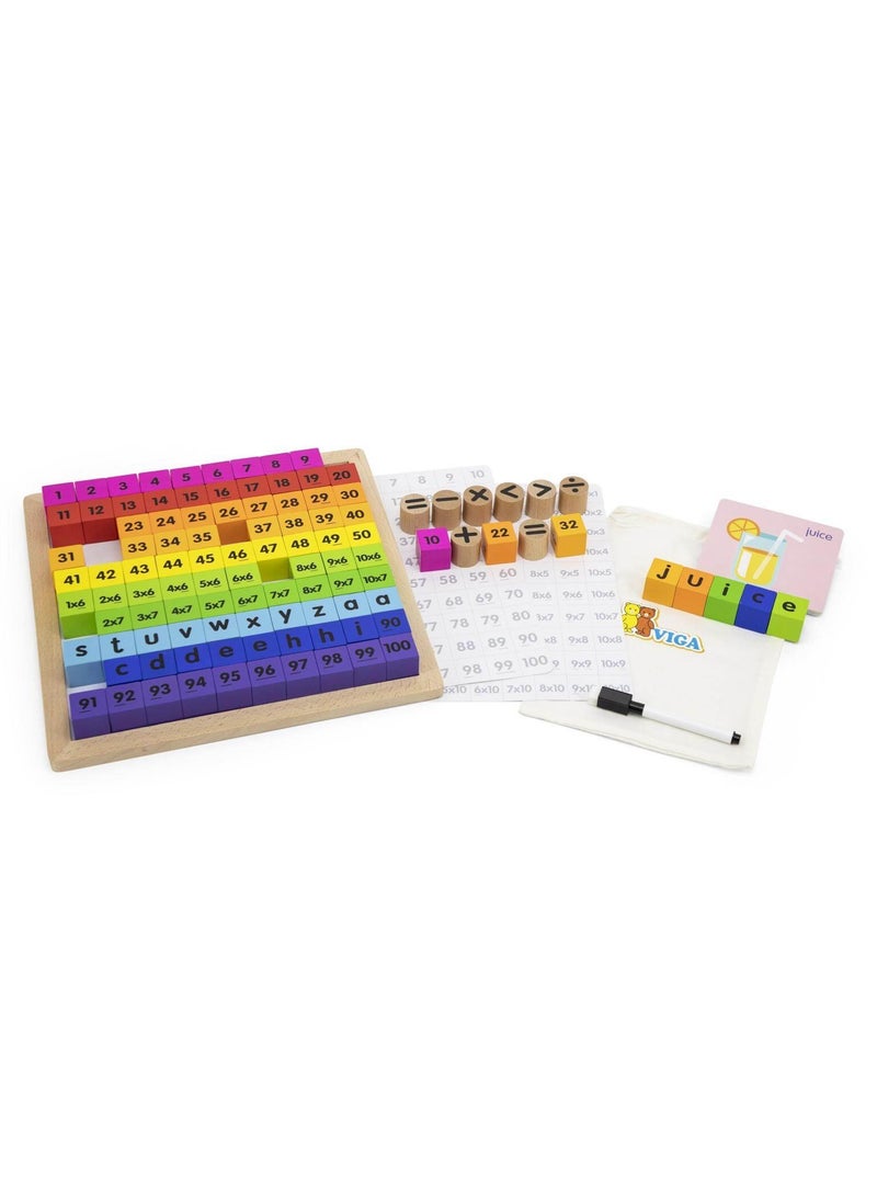 Wooden Mathematical Operation Board with Letters, Numbers and Signs