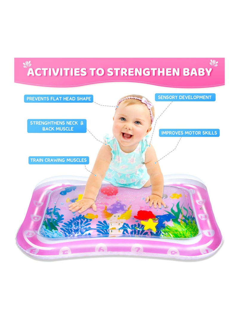 Water Mat for Babies, Baby Stuff for Newborn Toys 0-3-6-12 Months Girls Gifts, Infant Toys 0-6 Months Crawling Inflatable Water Tummy Time Mat, Great Gift Idea for Newborns, Portable