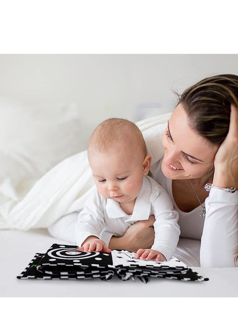 High Contrast Baby Cloth Book for Early Education, Infant Tummy time Mat, Three Dimensional Can Be Bitten and Tear Not Rotten Paper 0 3 Years Old Baby Toys Black and White