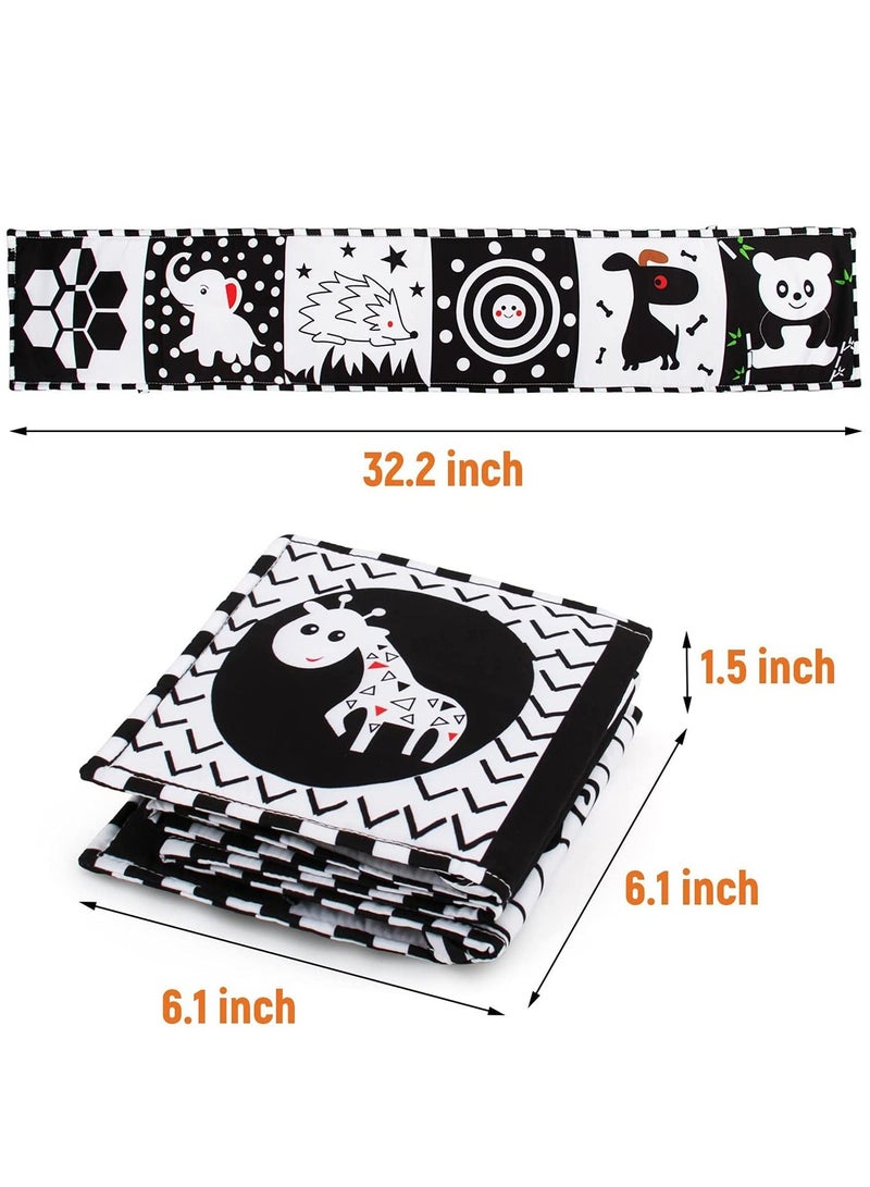 High Contrast Baby Cloth Book for Early Education, Infant Tummy time Mat, Three Dimensional Can Be Bitten and Tear Not Rotten Paper 0 3 Years Old Baby Toys Black and White