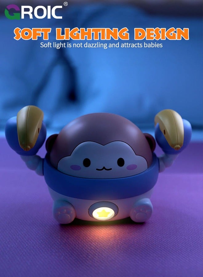 Baby Crawling Toys, Tummy Time Toy for 0-36 Month Crawling Monkey Toys Tummy Time Toy, Interactive Dancing Walking Toy with Light & Music, Infant Crawling Toys Toddler Toy