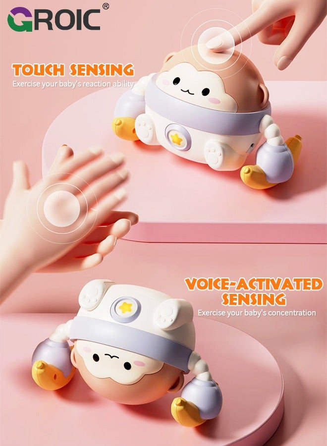 Baby Crawling Toys, Tummy Time Toy for 0-36 Month Crawling Monkey Toys Tummy Time Toy, Interactive Dancing Walking Toy with Light & Music, Infant Crawling Toys Toddler Toy