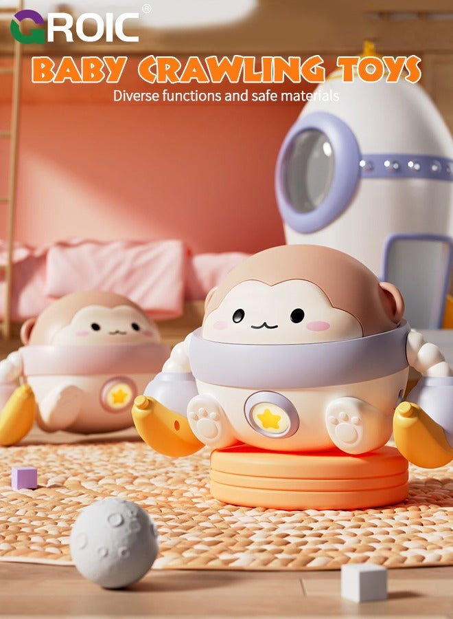 Baby Crawling Toys, Tummy Time Toy for 0-36 Month Crawling Monkey Toys Tummy Time Toy, Interactive Dancing Walking Toy with Light & Music, Infant Crawling Toys Toddler Toy