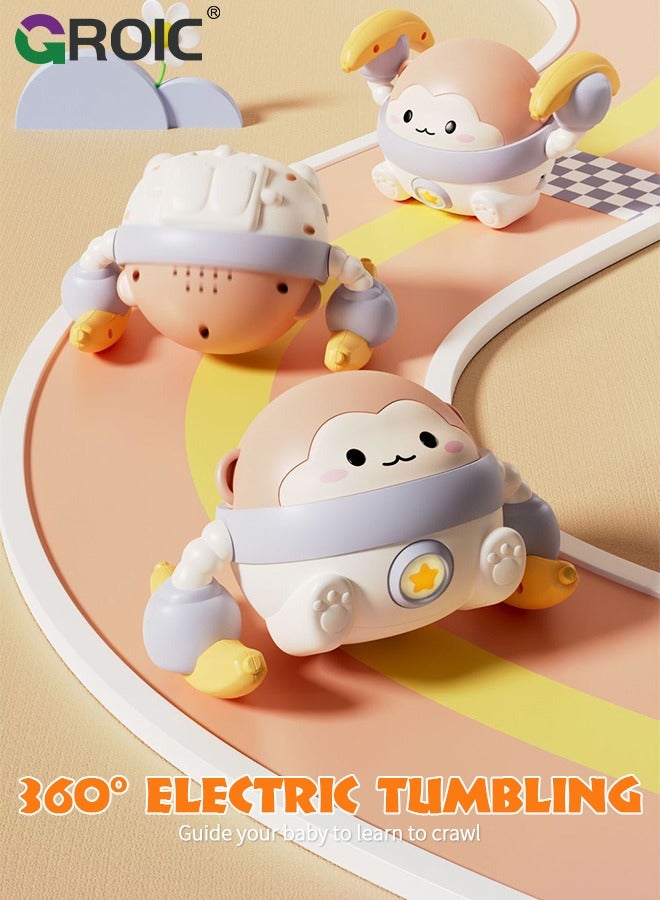 Baby Crawling Toys, Tummy Time Toy for 0-36 Month Crawling Monkey Toys Tummy Time Toy, Interactive Dancing Walking Toy with Light & Music, Infant Crawling Toys Toddler Toy