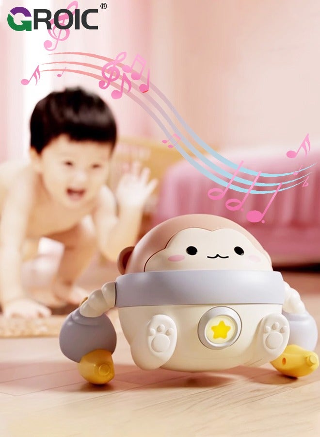 Baby Crawling Toys, Tummy Time Toy for 0-36 Month Crawling Monkey Toys Tummy Time Toy, Interactive Dancing Walking Toy with Light & Music, Infant Crawling Toys Toddler Toy