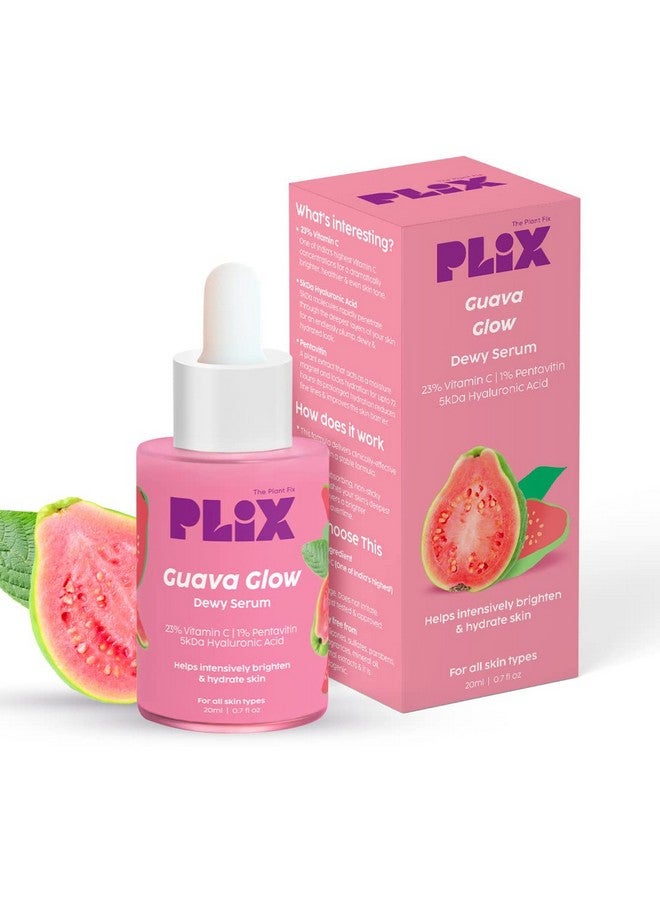 Plix 23% Vitamin C Guava Face Serum For Skin Brightening Clear Glowing & Even Toned Complexion 20Ml (Pack Of 1); With Hyaluronic Acid & Pentavitin For Women & Men; For All Skin Types