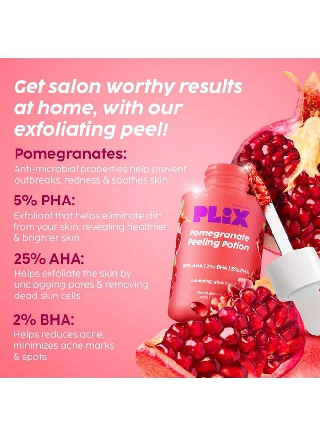 Plix Pomegranate Peeling Potion & Collagen Powder Combo; 25% Aha 2% Bha & Collagen; For Deep Exfoliation Enhanced Skin Elasticity & Youngerlooking Skin; For Women & Men