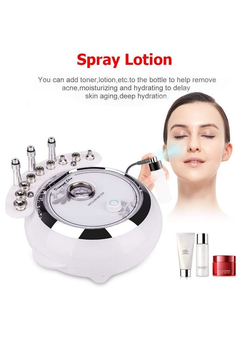 3 in 1 Diamond Microdermabrasion Machine with Replaceable 9 Diamond Head and Spray Bottles, Home Use Facial Skin Care Salon Equipment