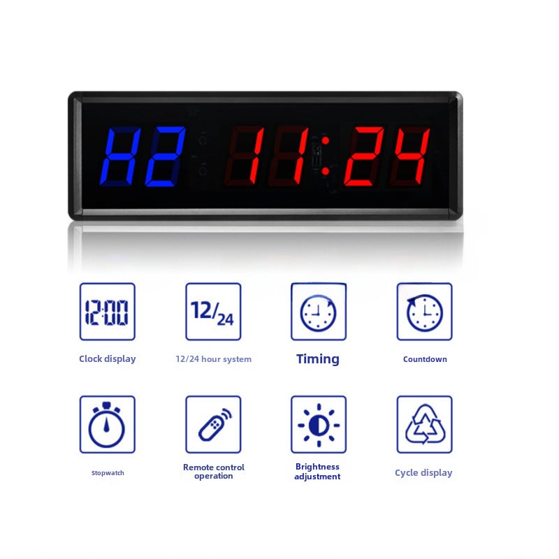 Multifunctional Fitness Timer Digital Clock Red Blue